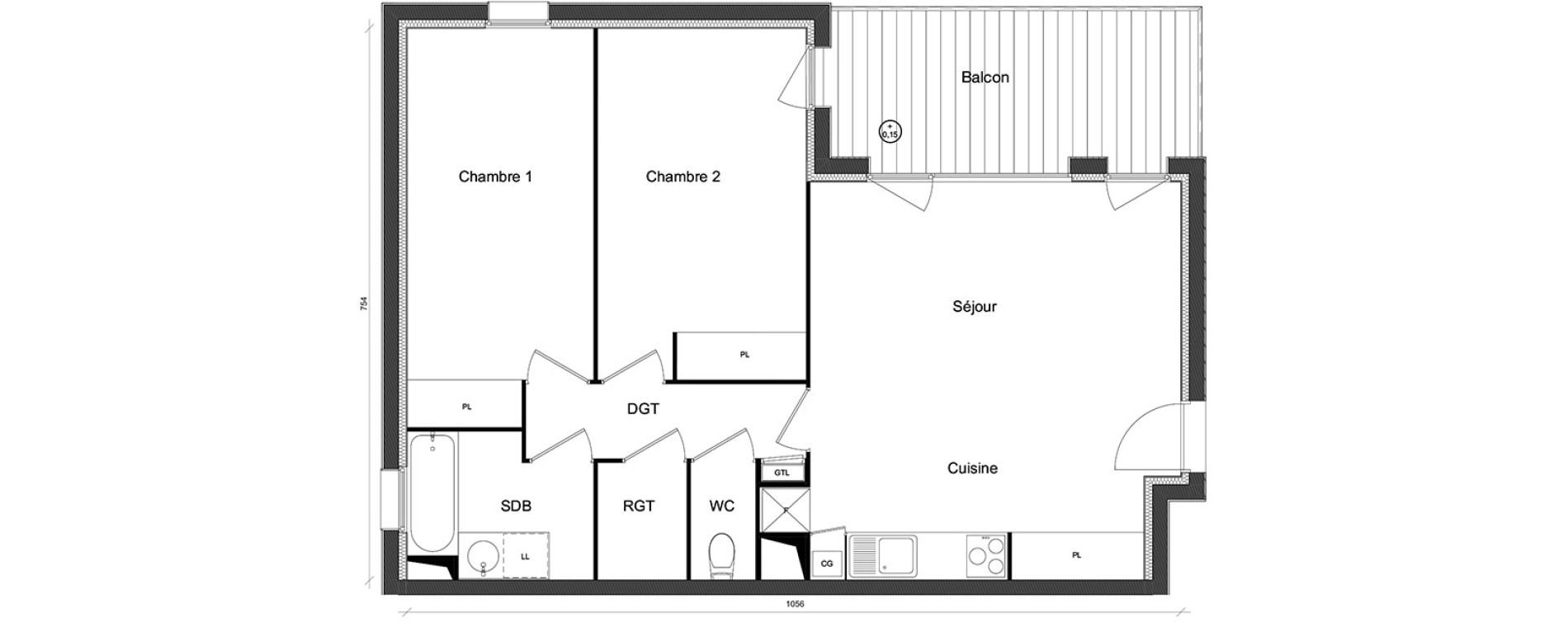 Appartement T3 de 65,94 m2 &agrave; Beauzelle Zac andromede