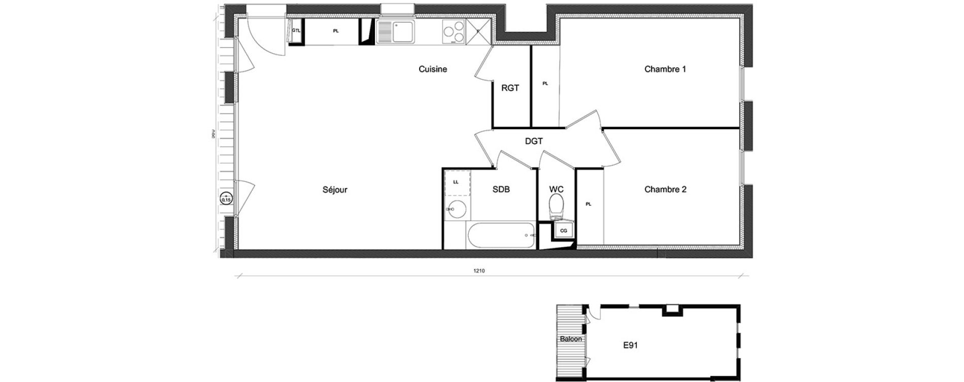 Appartement T3 de 64,25 m2 &agrave; Beauzelle Zac andromede