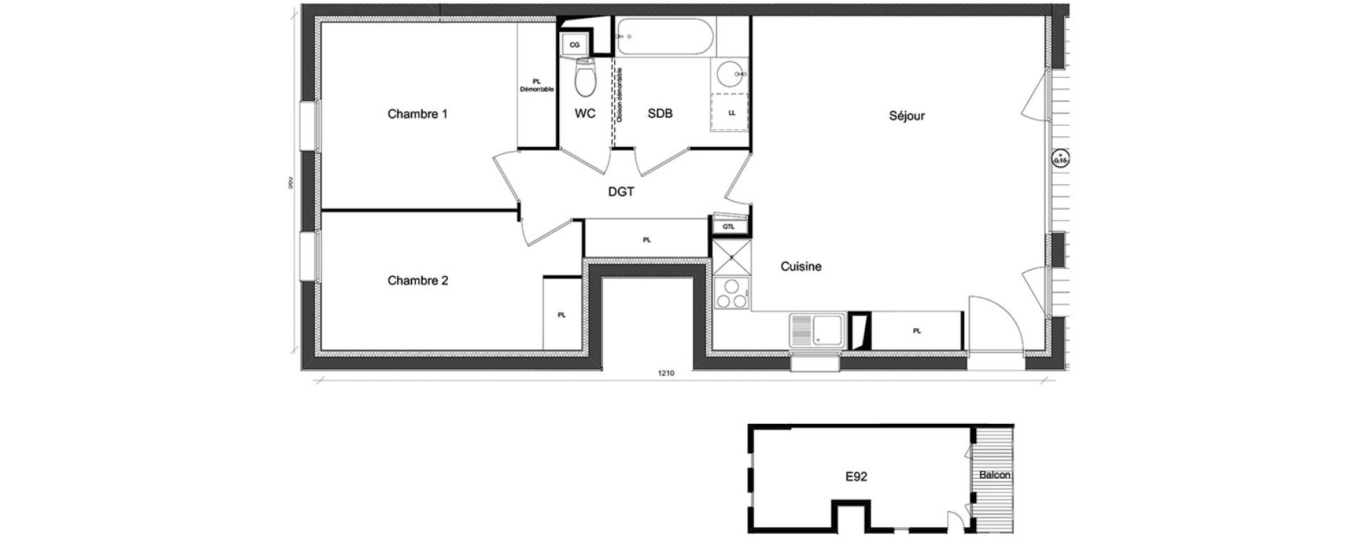 Appartement T3 de 62,03 m2 &agrave; Beauzelle Zac andromede