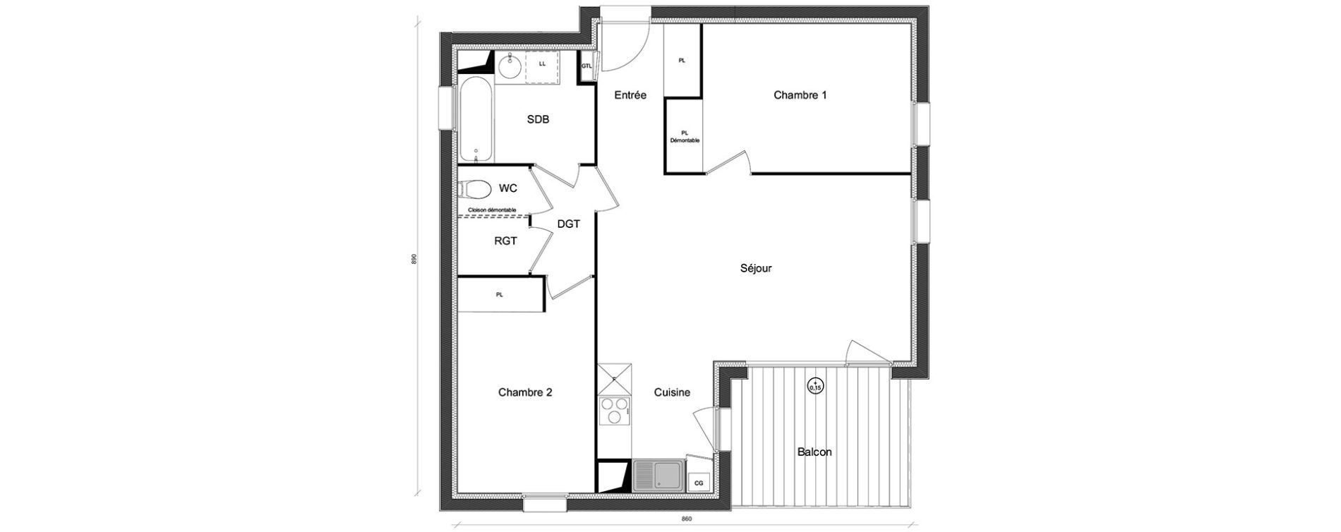 Appartement T3 de 63,54 m2 &agrave; Beauzelle Zac andromede