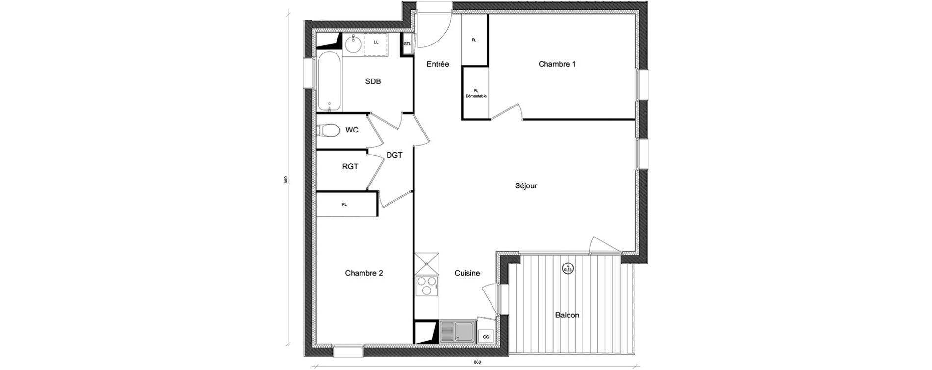 Appartement T3 de 63,54 m2 &agrave; Beauzelle Zac andromede