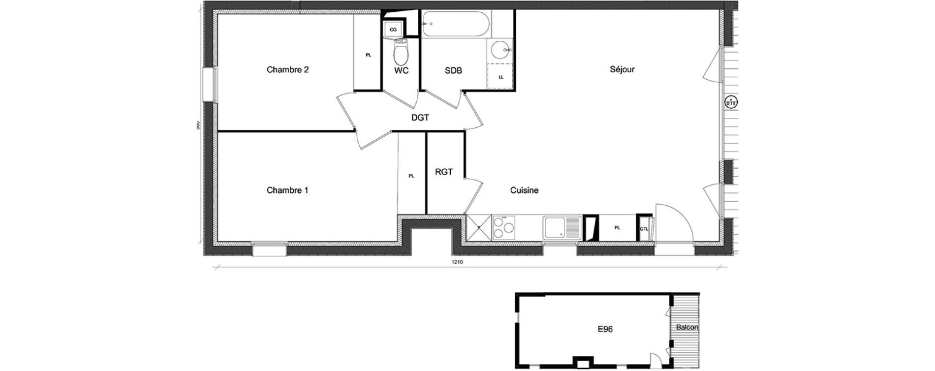 Appartement T3 de 64,26 m2 &agrave; Beauzelle Zac andromede