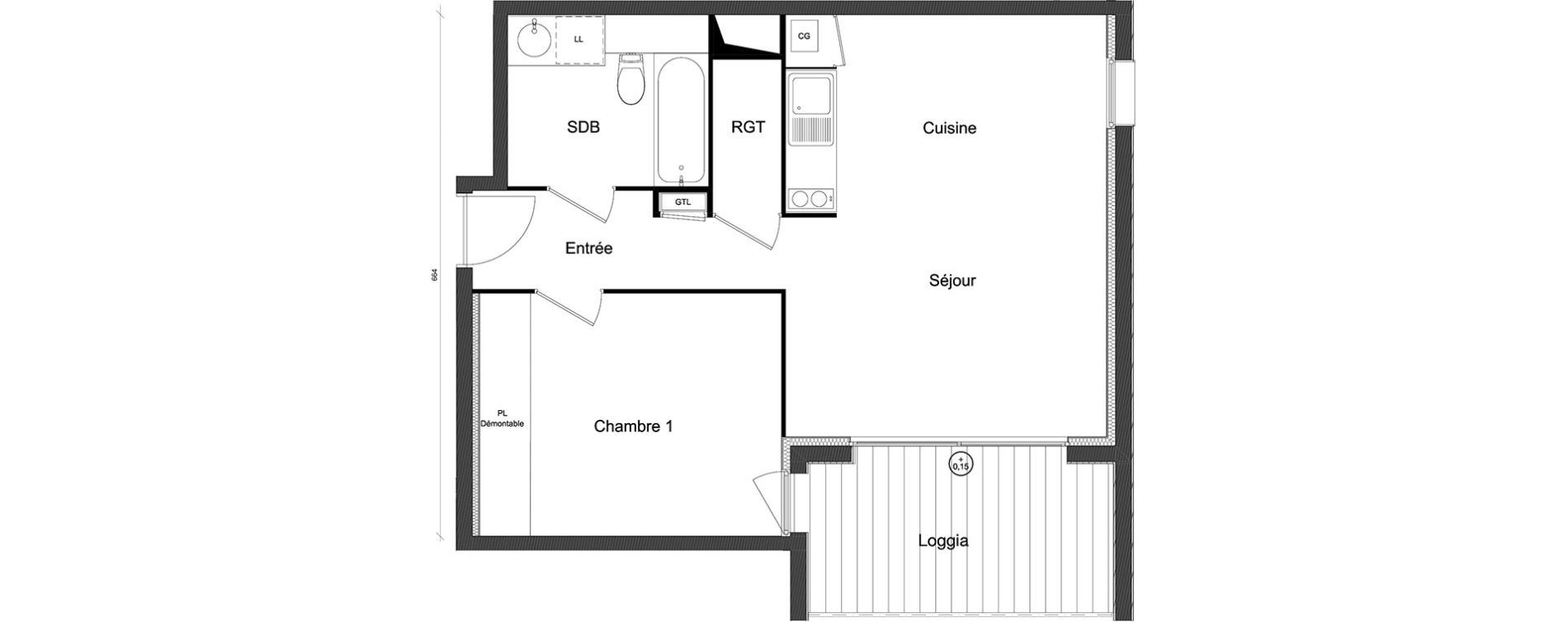 Appartement T2 de 45,64 m2 &agrave; Beauzelle Zac andromede