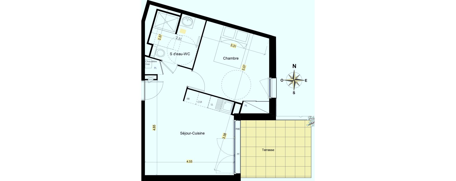 Appartement T2 de 42,26 m2 &agrave; Beauzelle Zac andromede
