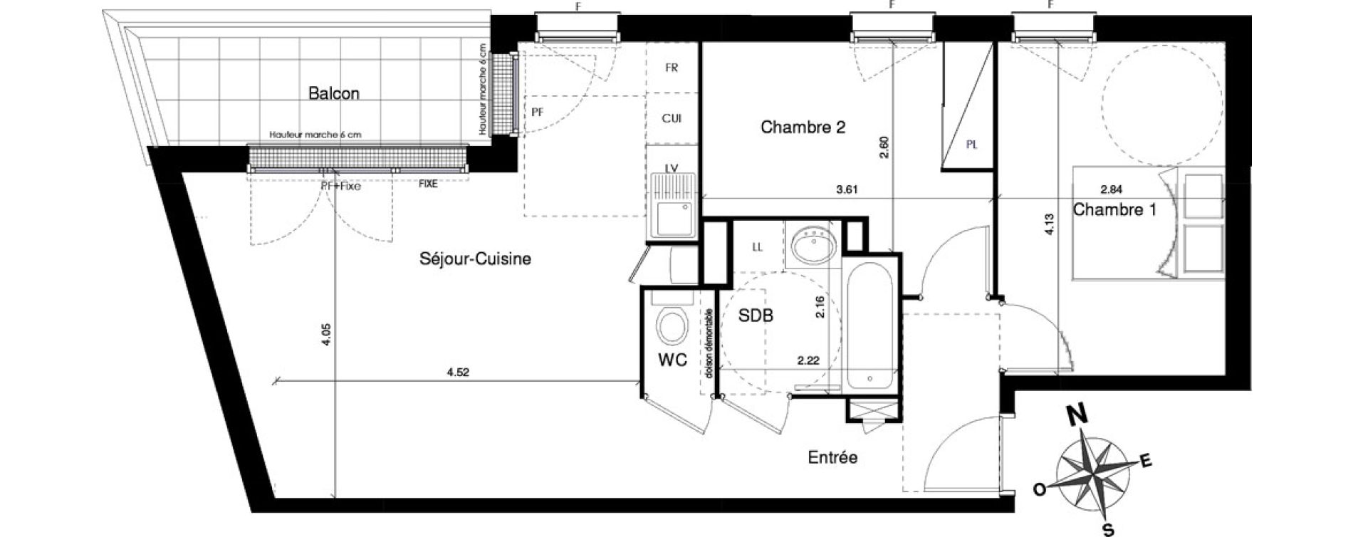 Appartement T3 de 58,45 m2 &agrave; Beauzelle Zac andromede
