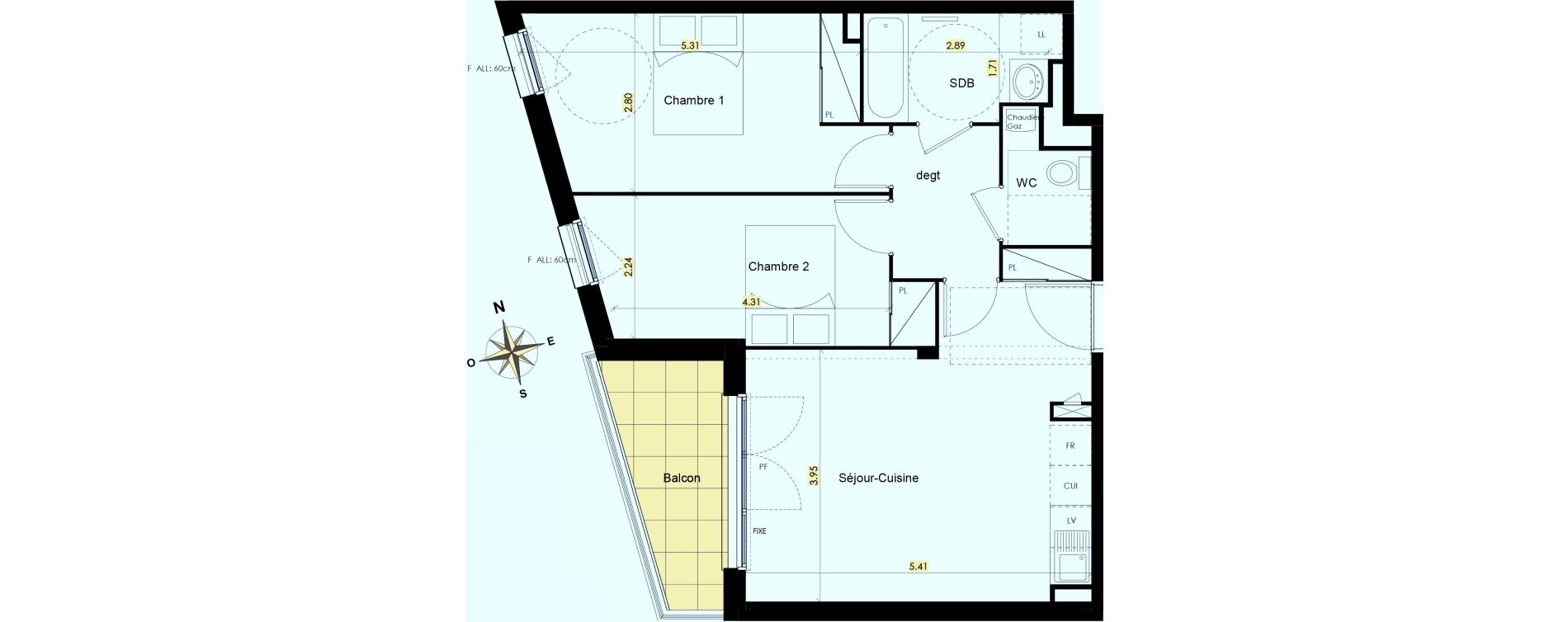 Appartement T3 de 60,95 m2 &agrave; Beauzelle Zac andromede