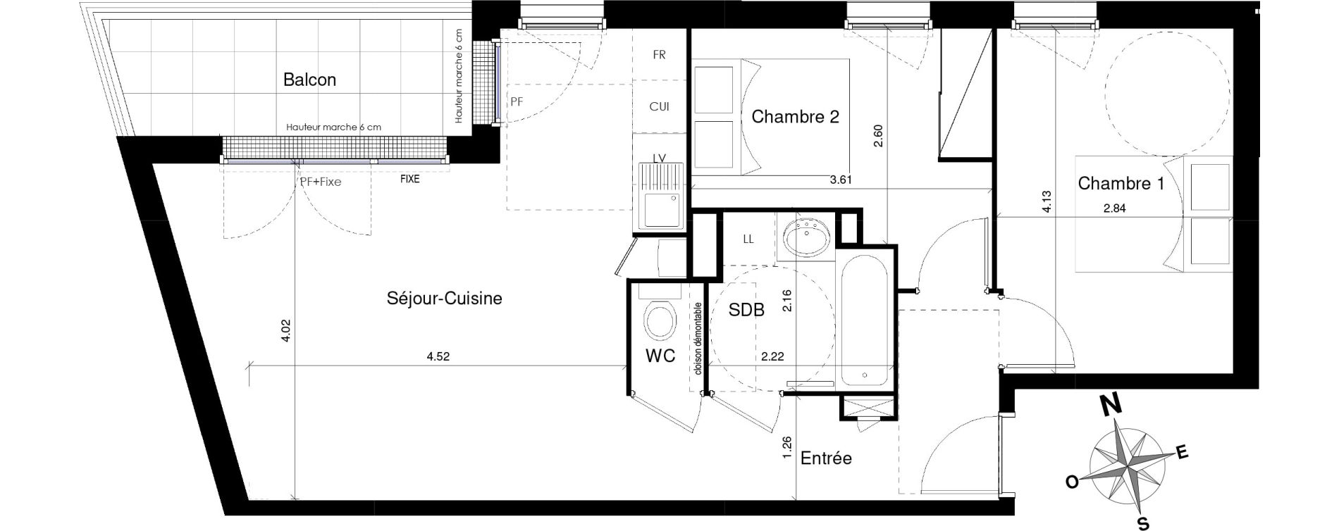 Appartement T3 de 55,94 m2 &agrave; Beauzelle Zac andromede