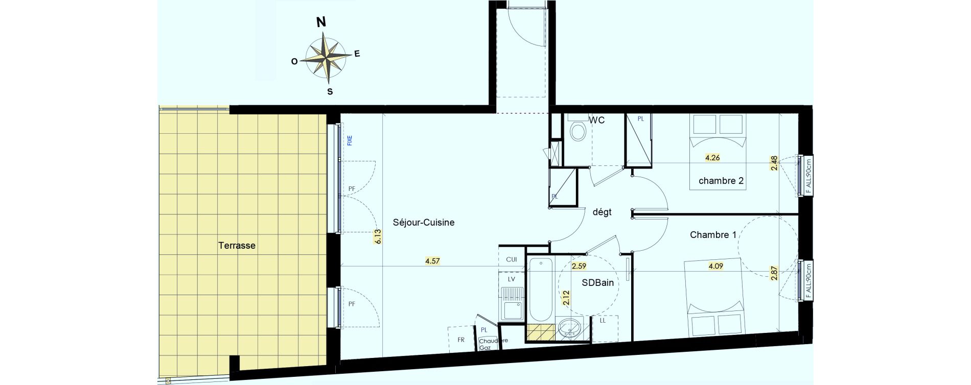 Appartement T3 de 66,42 m2 &agrave; Beauzelle Zac andromede