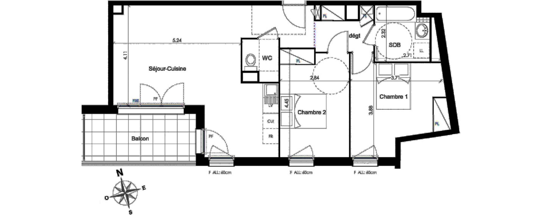 Appartement T3 de 71,21 m2 &agrave; Beauzelle Zac andromede