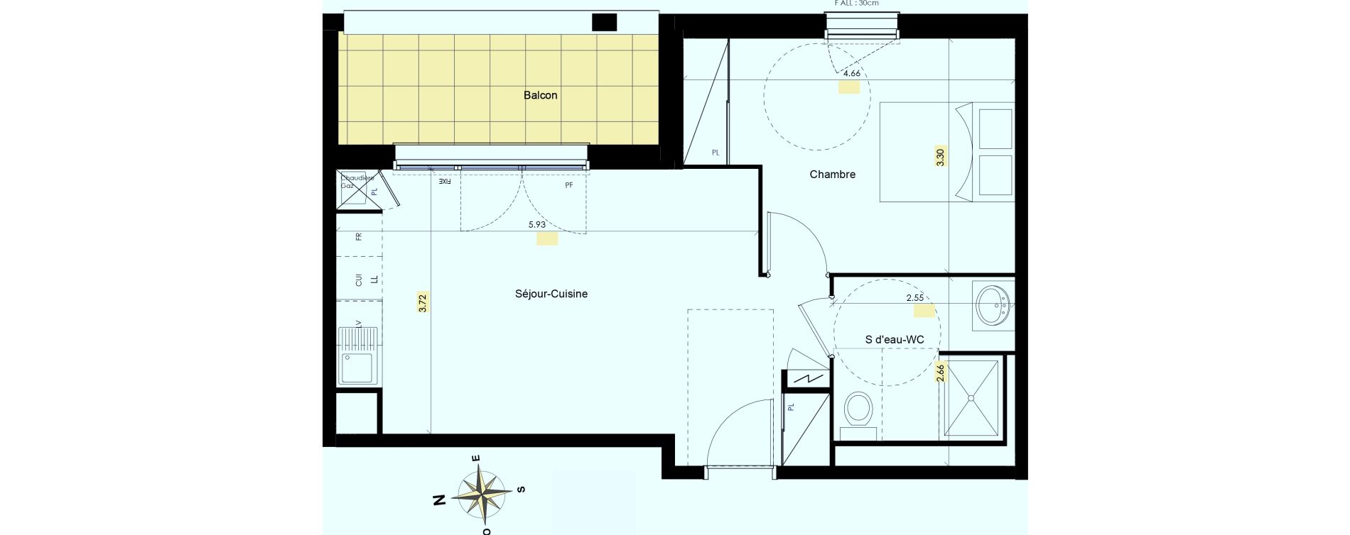 Appartement T2 de 43,89 m2 &agrave; Beauzelle Zac andromede