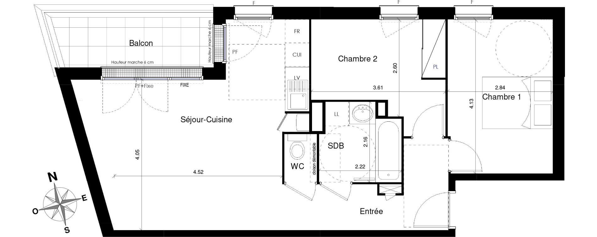 Appartement T3 de 58,45 m2 &agrave; Beauzelle Centre