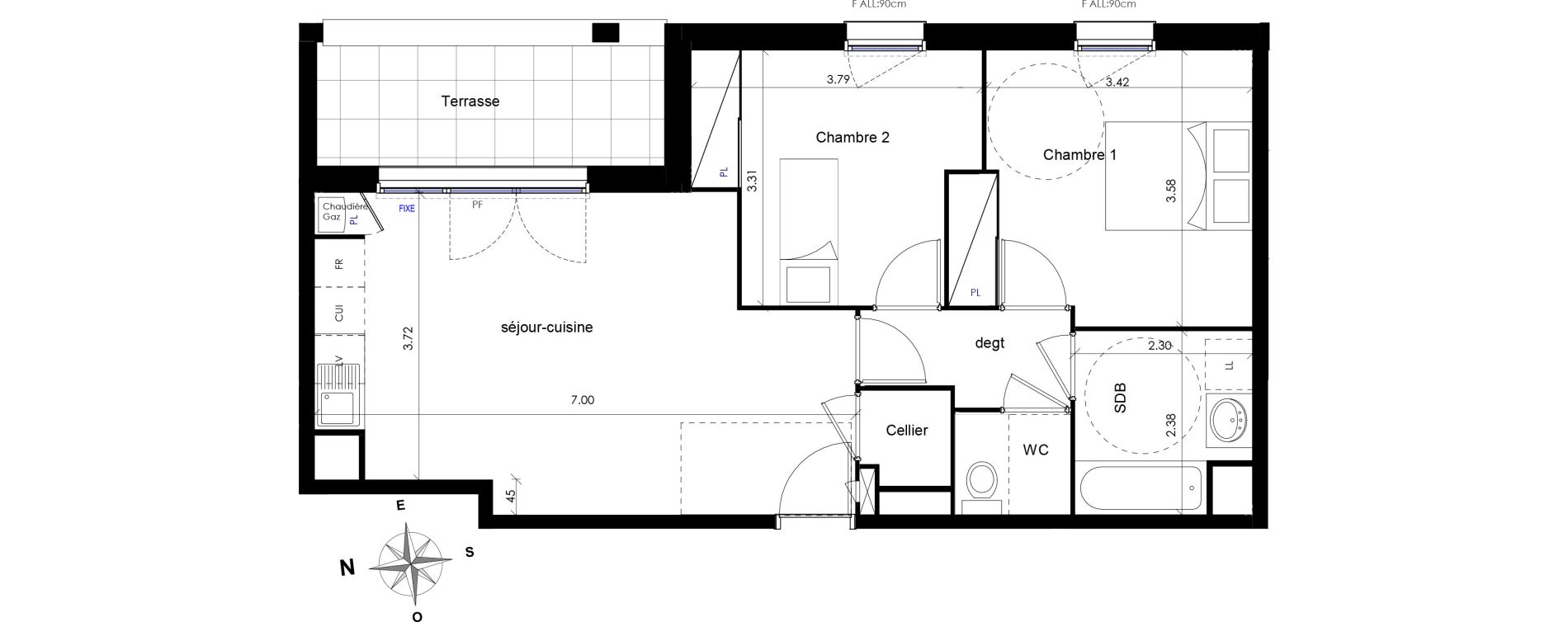Appartement T3 de 60,48 m2 &agrave; Beauzelle Centre