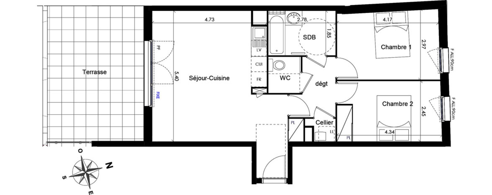 Appartement T3 de 64,19 m2 &agrave; Beauzelle Centre