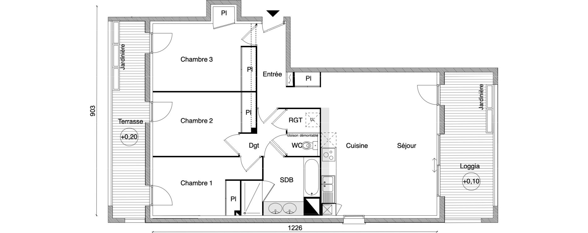 Appartement T4 de 86,00 m2 &agrave; Beauzelle Zac andromede