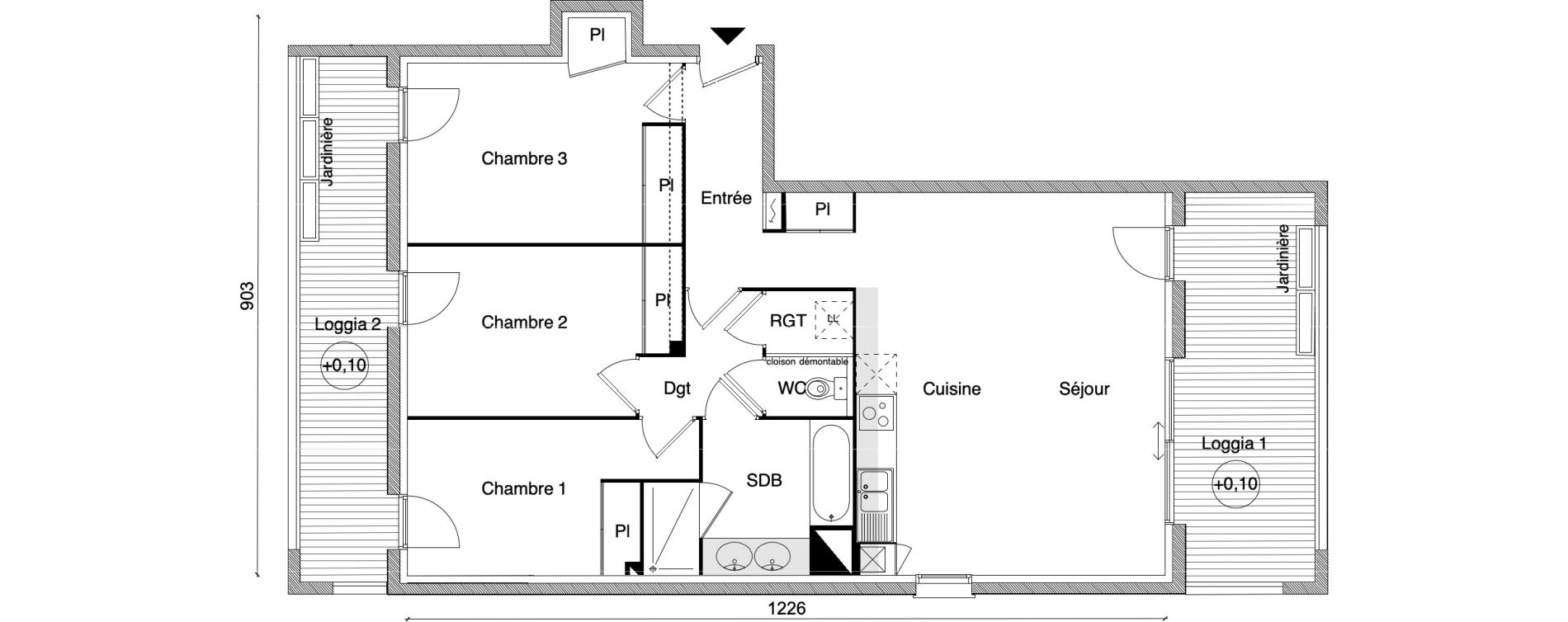 Appartement T4 de 86,00 m2 &agrave; Beauzelle Zac andromede