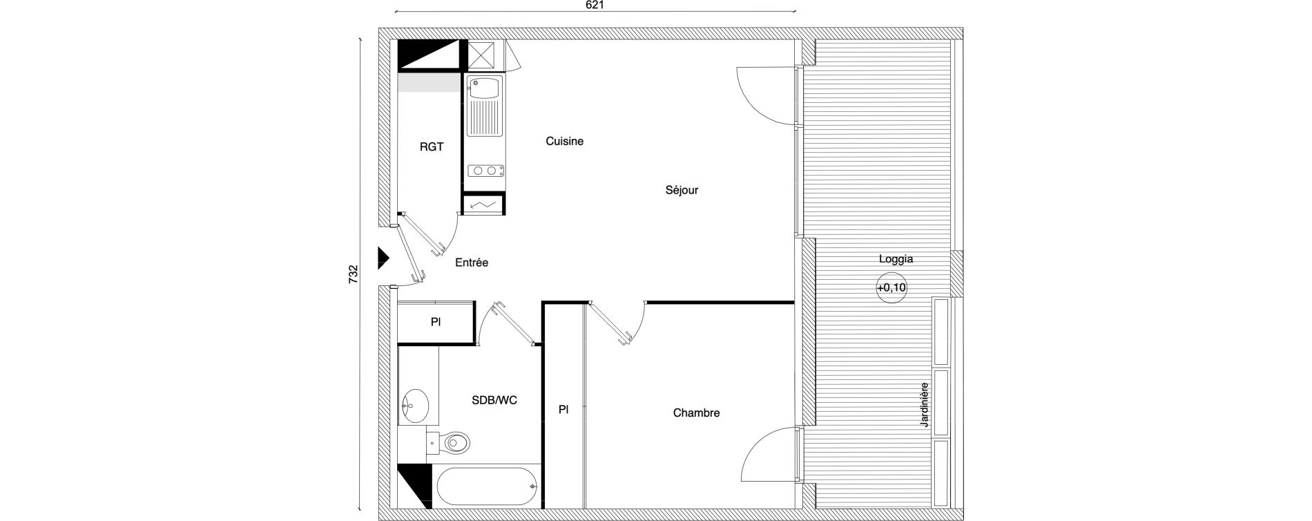 Appartement T2 de 43,67 m2 &agrave; Beauzelle Zac andromede