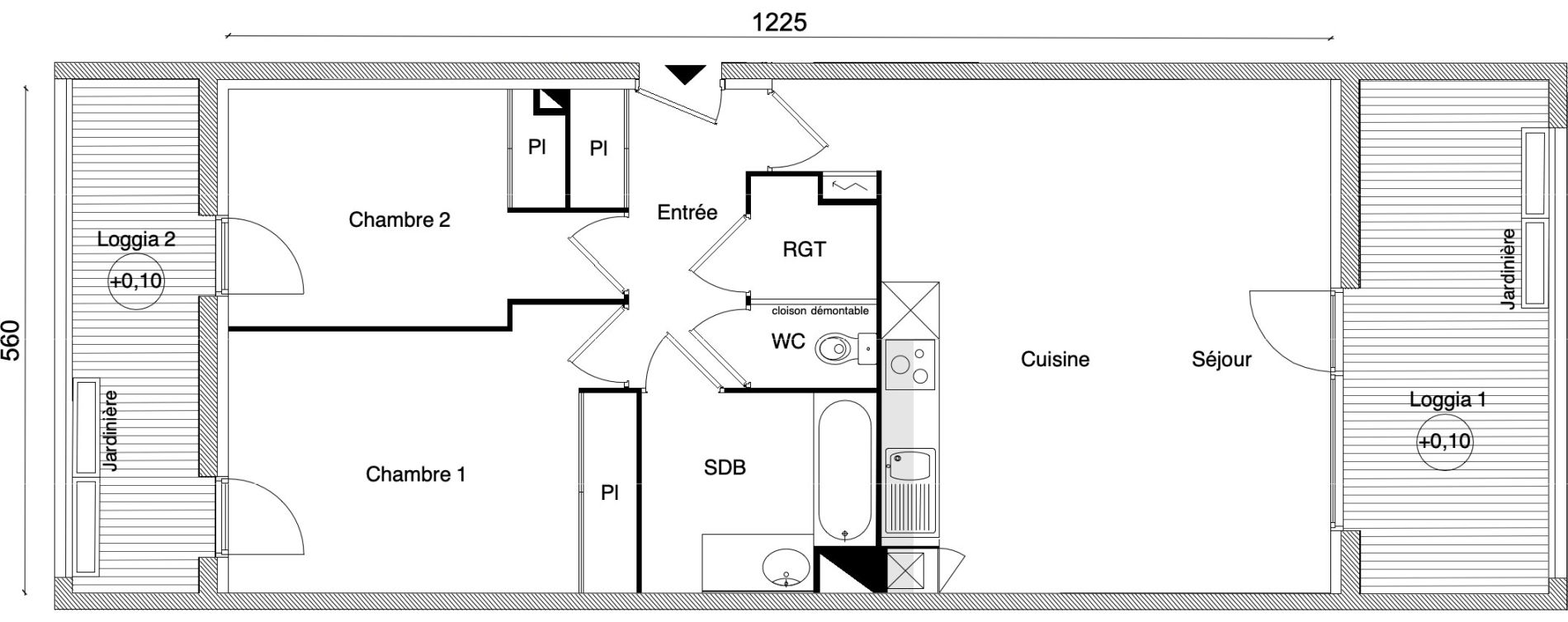 Appartement T3 de 67,56 m2 &agrave; Beauzelle Zac andromede