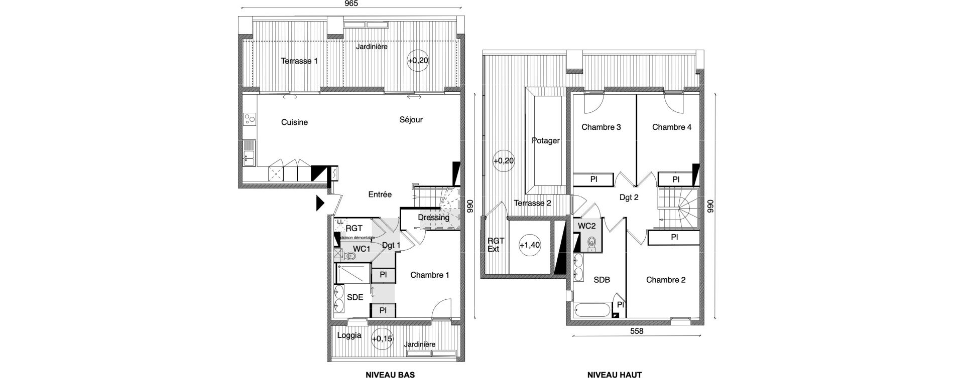 Duplex T5 de 115,70 m2 &agrave; Beauzelle Zac andromede