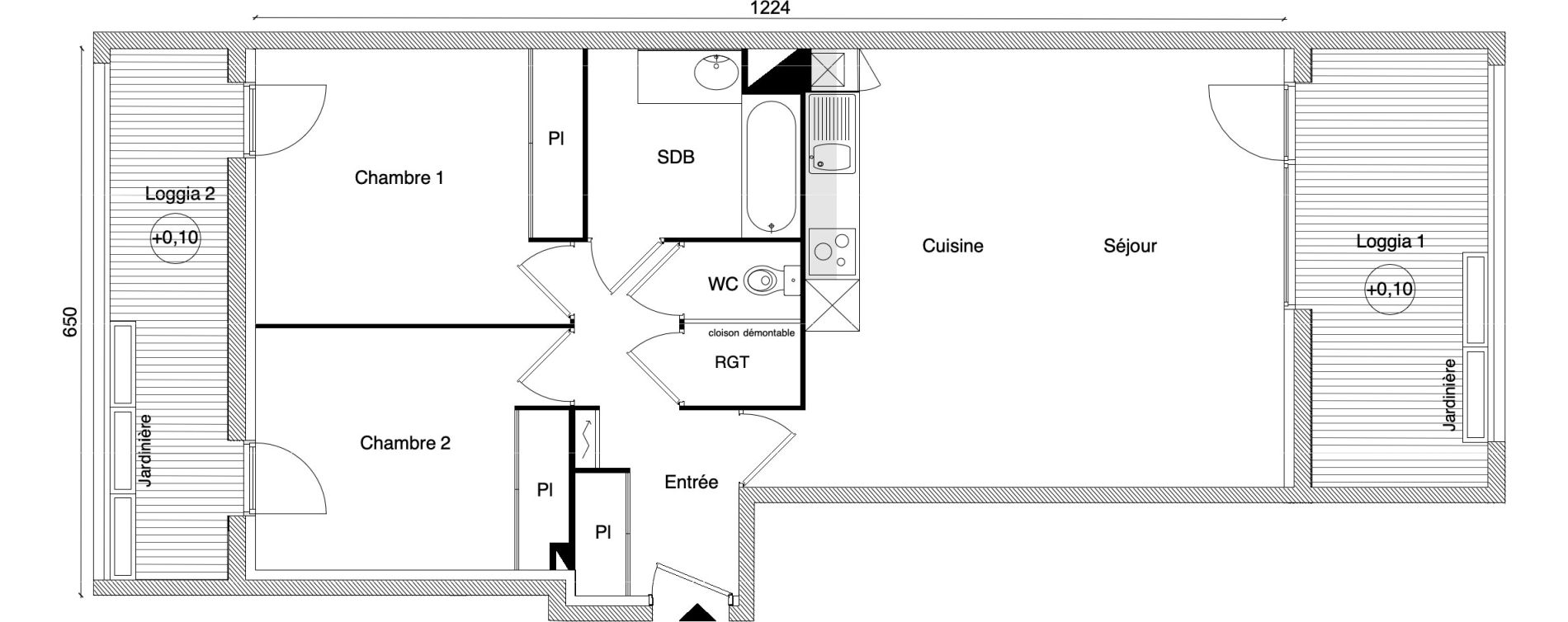 Appartement T3 de 68,33 m2 &agrave; Beauzelle Zac andromede