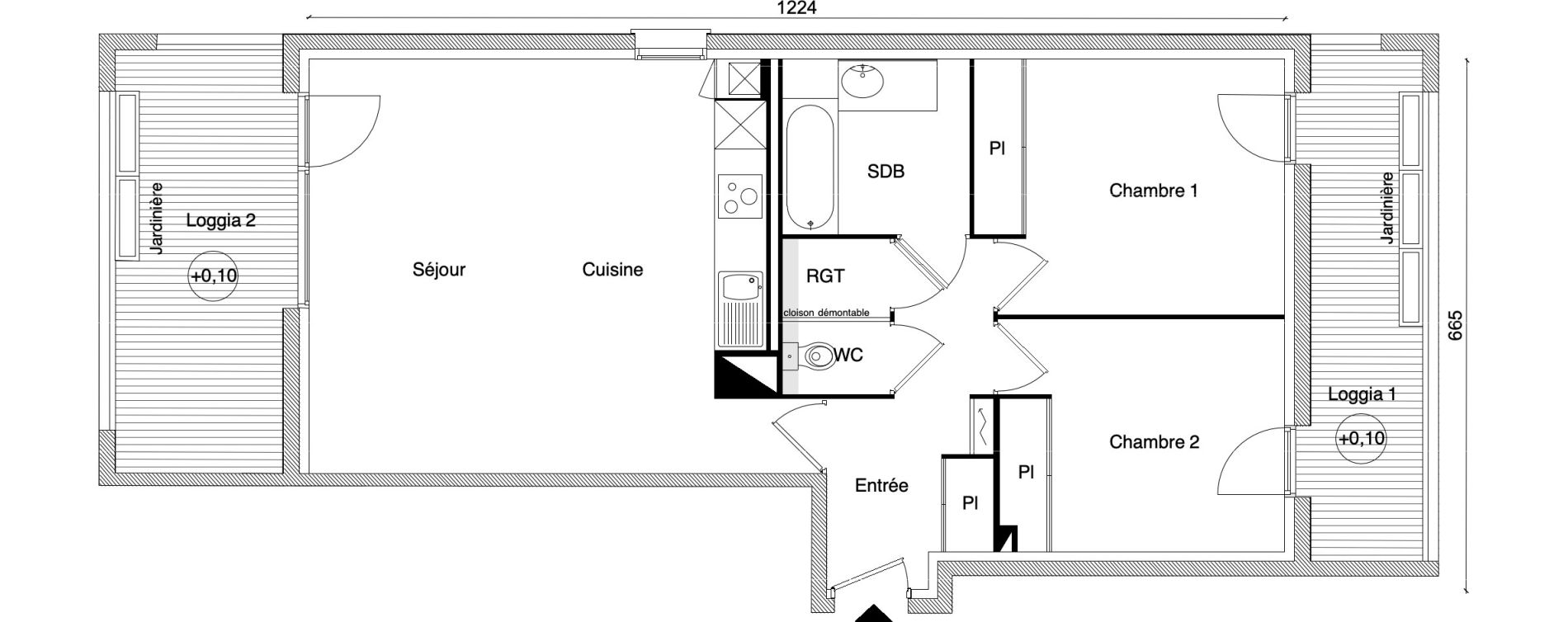 Appartement T3 de 67,08 m2 &agrave; Beauzelle Zac andromede