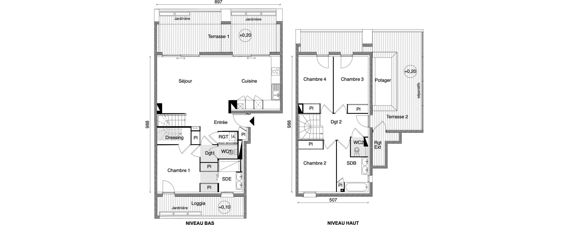 Duplex T5 de 112,45 m2 &agrave; Beauzelle Zac andromede