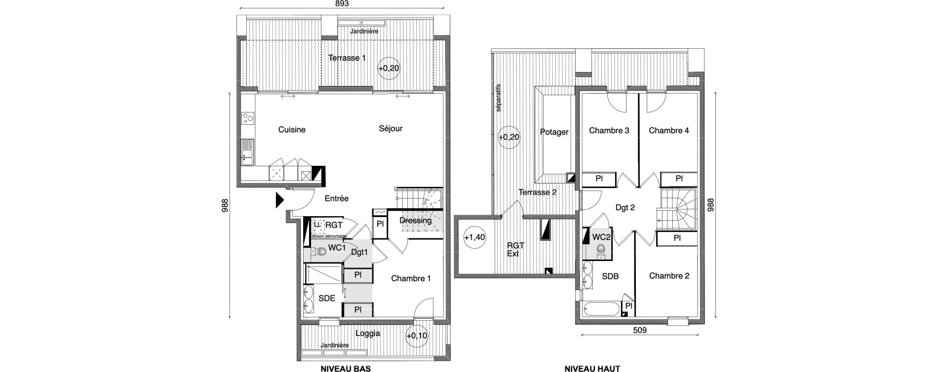Duplex T5 de 112,06 m2 &agrave; Beauzelle Zac andromede