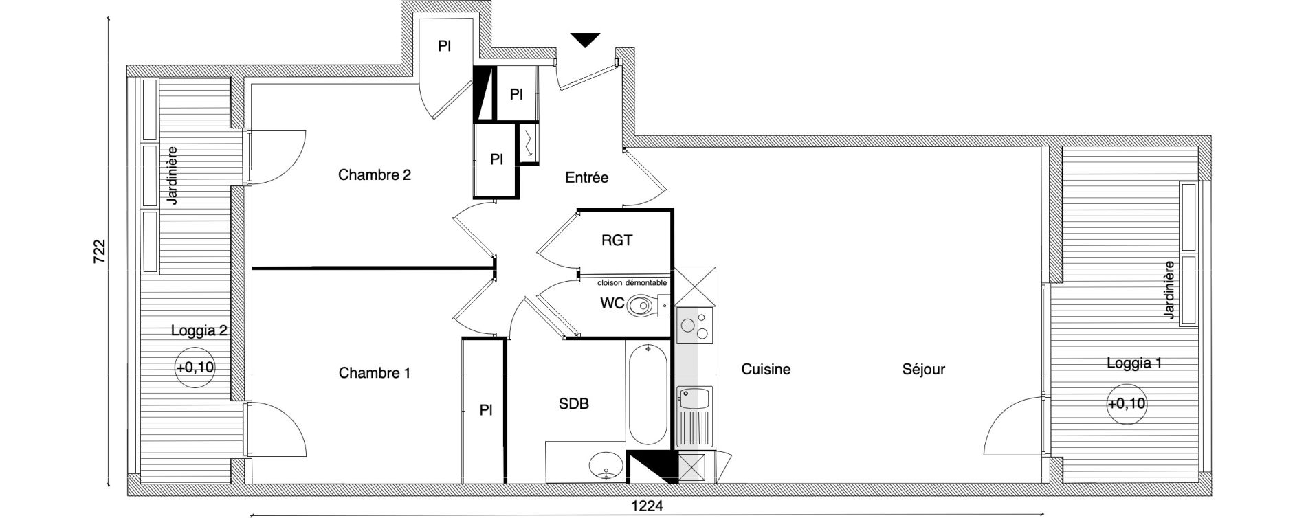 Appartement T3 de 68,98 m2 &agrave; Beauzelle Zac andromede