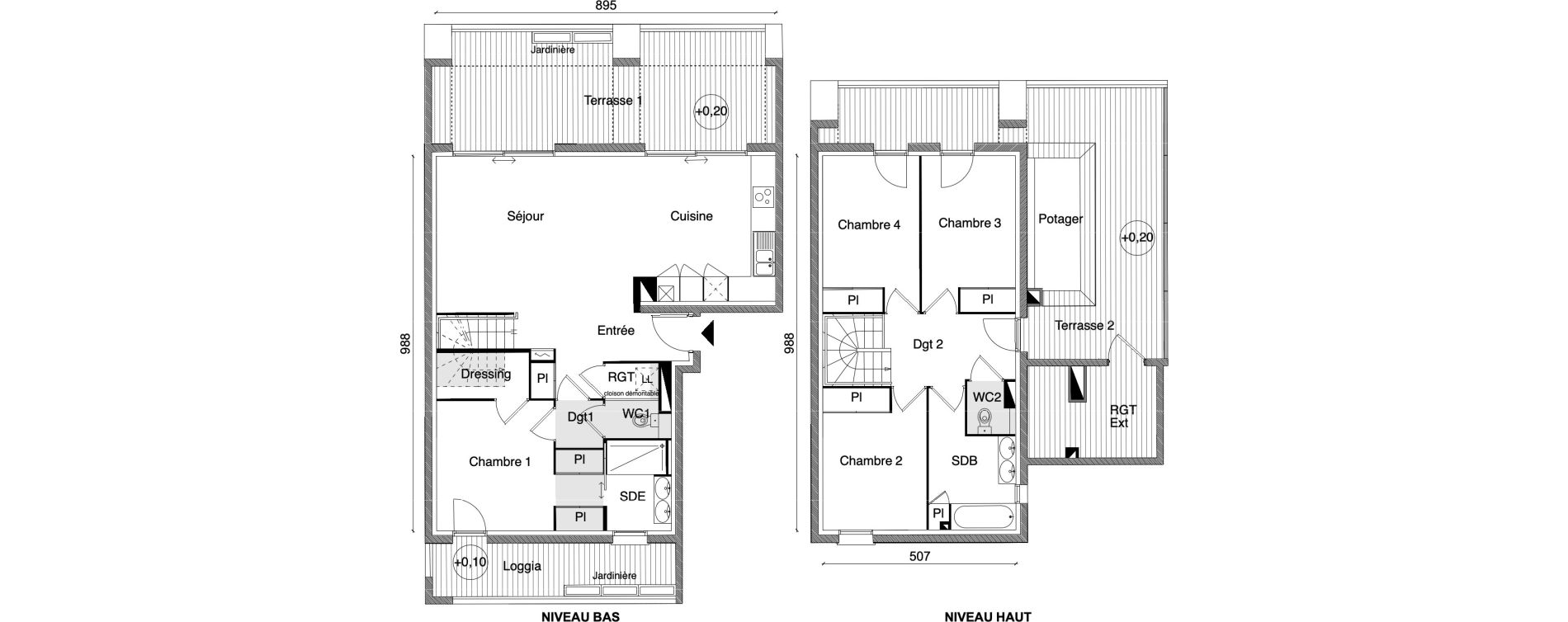 Duplex T5 de 112,22 m2 &agrave; Beauzelle Zac andromede