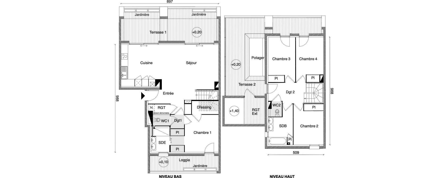 Duplex T5 de 112,54 m2 &agrave; Beauzelle Zac andromede