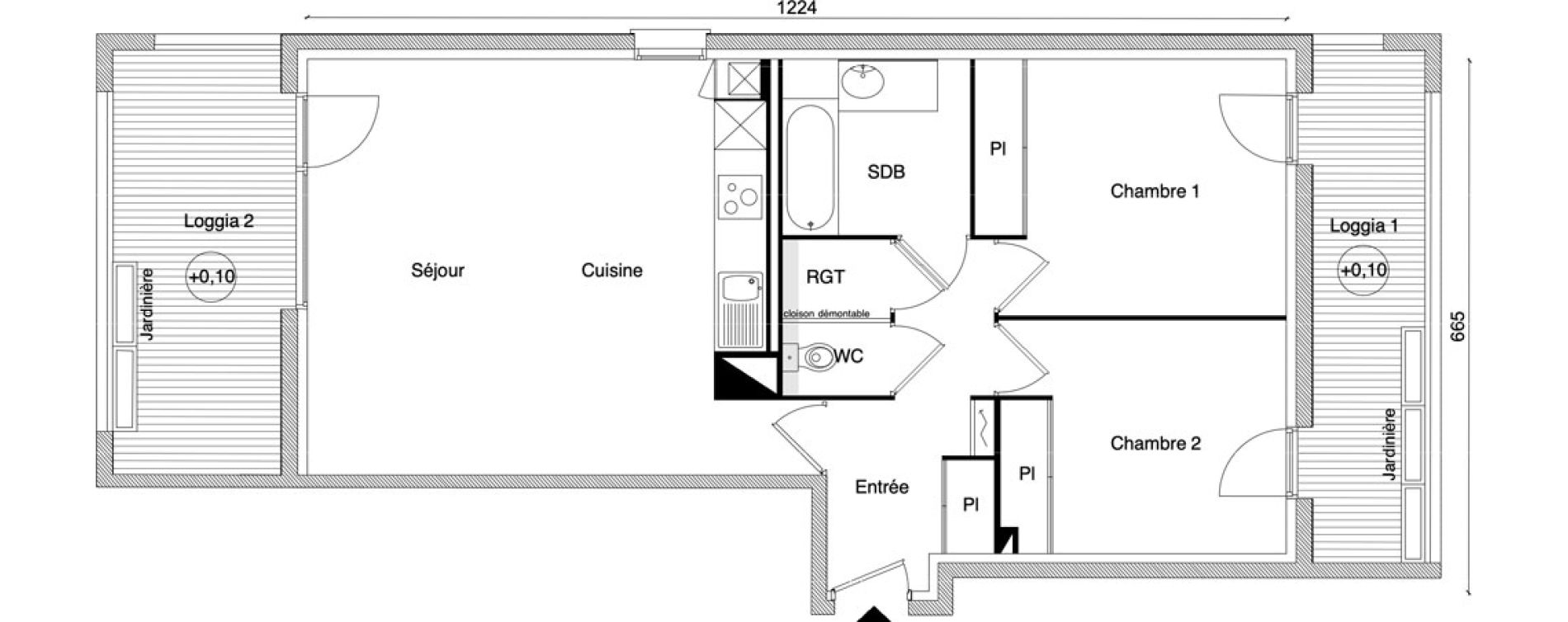 Appartement T3 de 67,08 m2 &agrave; Beauzelle Zac andromede