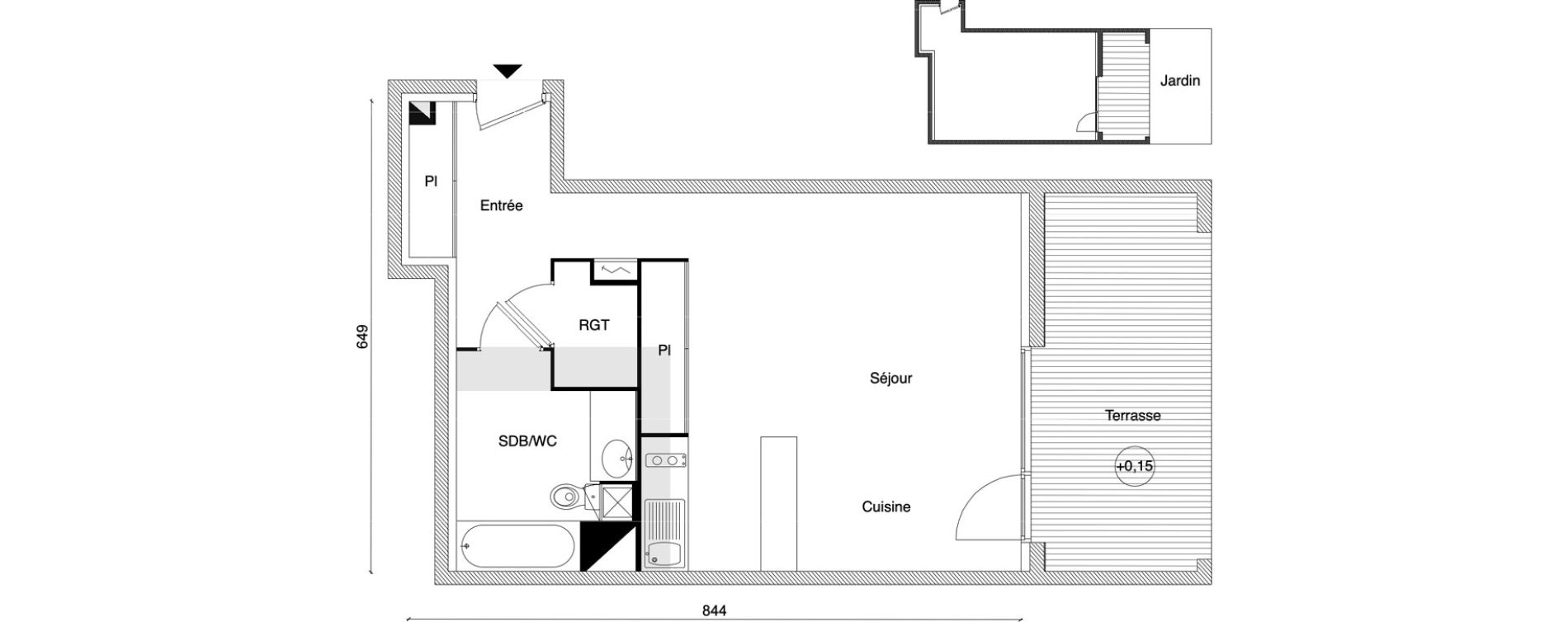 Appartement T1 bis de 42,32 m2 &agrave; Beauzelle Zac andromede