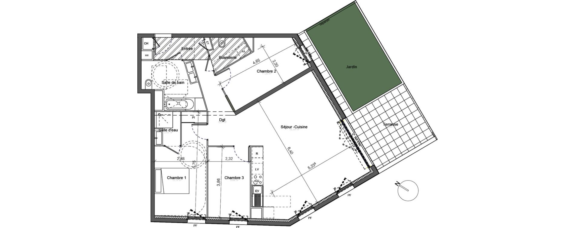 Appartement T4 de 93,63 m2 &agrave; Beauzelle Centre