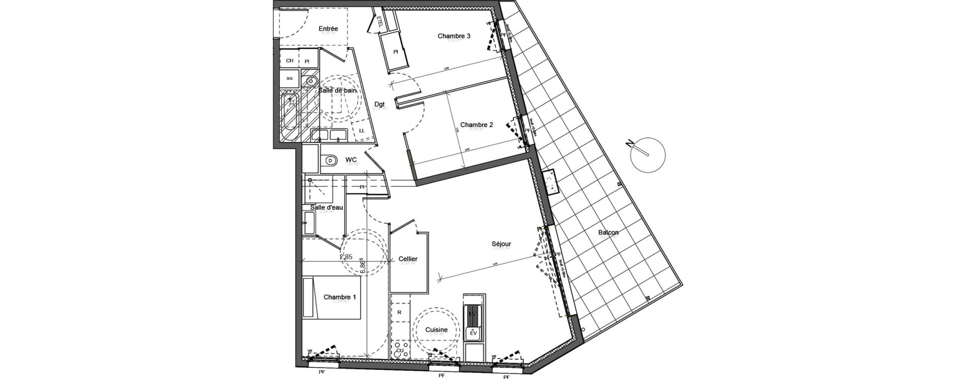 Appartement T4 de 83,46 m2 &agrave; Beauzelle Centre