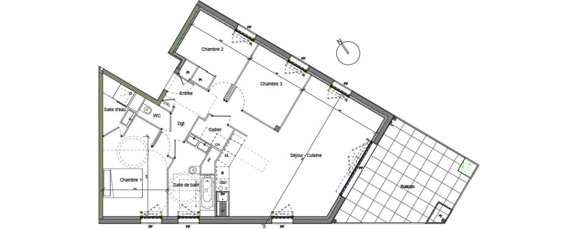 Appartement T4 de 86,56 m2 &agrave; Beauzelle Centre