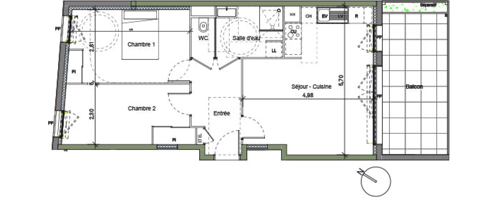 Appartement T3 de 60,96 m2 &agrave; Beauzelle Centre