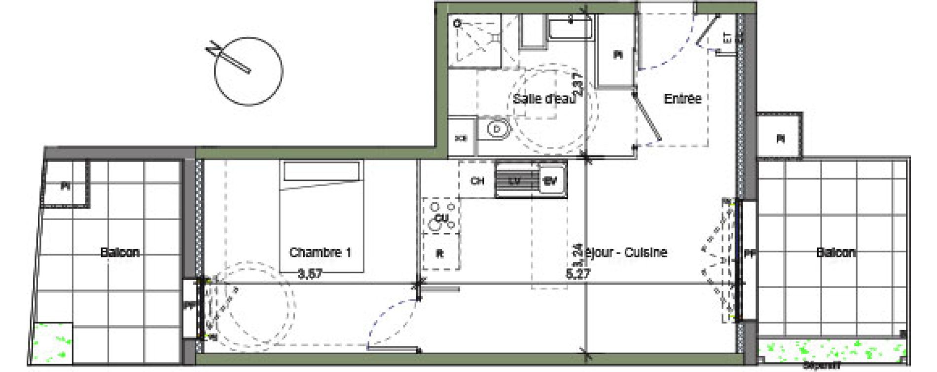 Appartement T2 de 39,14 m2 &agrave; Beauzelle Centre