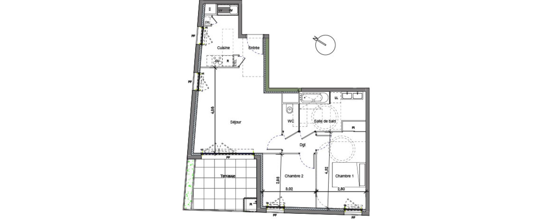 Appartement T3 de 64,55 m2 à Beauzelle Centre