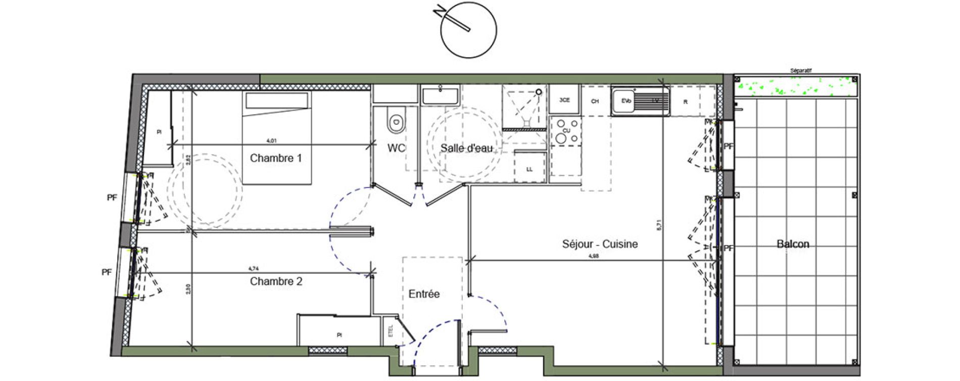 Appartement T3 de 61,08 m2 &agrave; Beauzelle Centre