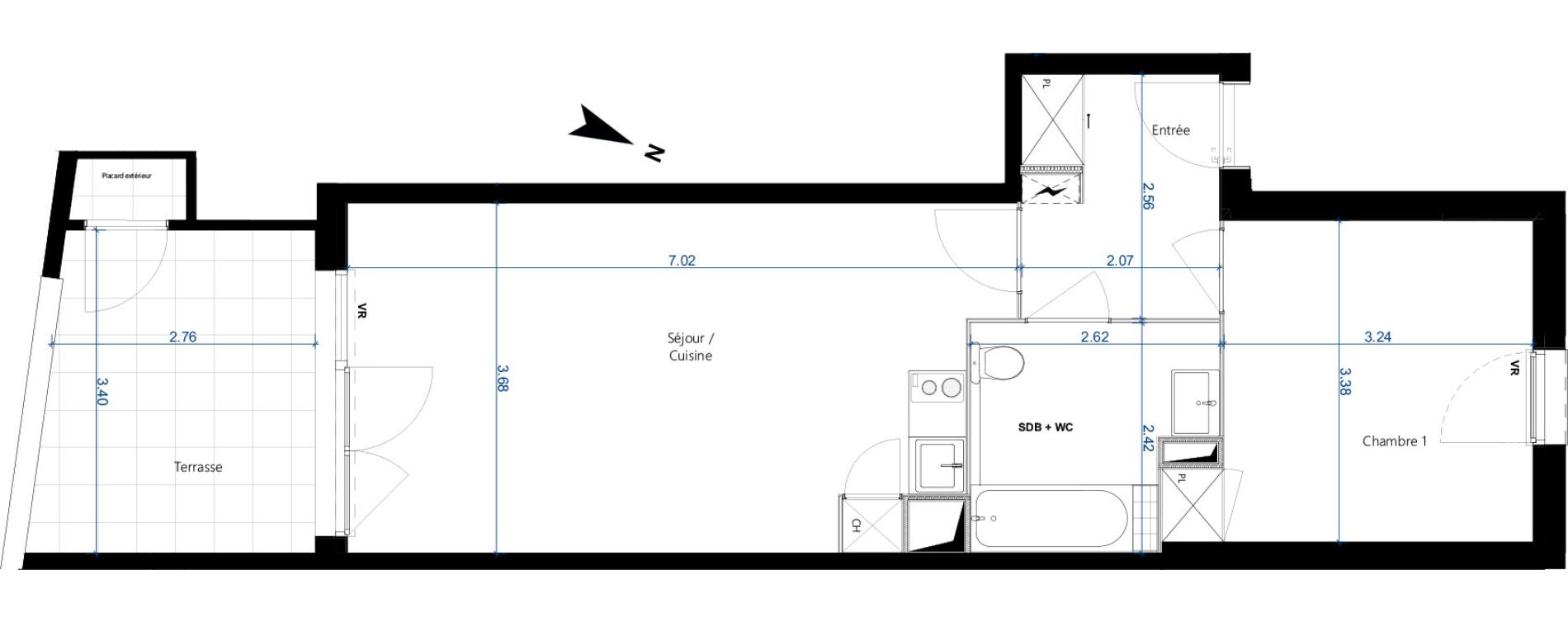 Appartement T2 de 45,73 m2 à Beauzelle Zac andromede
