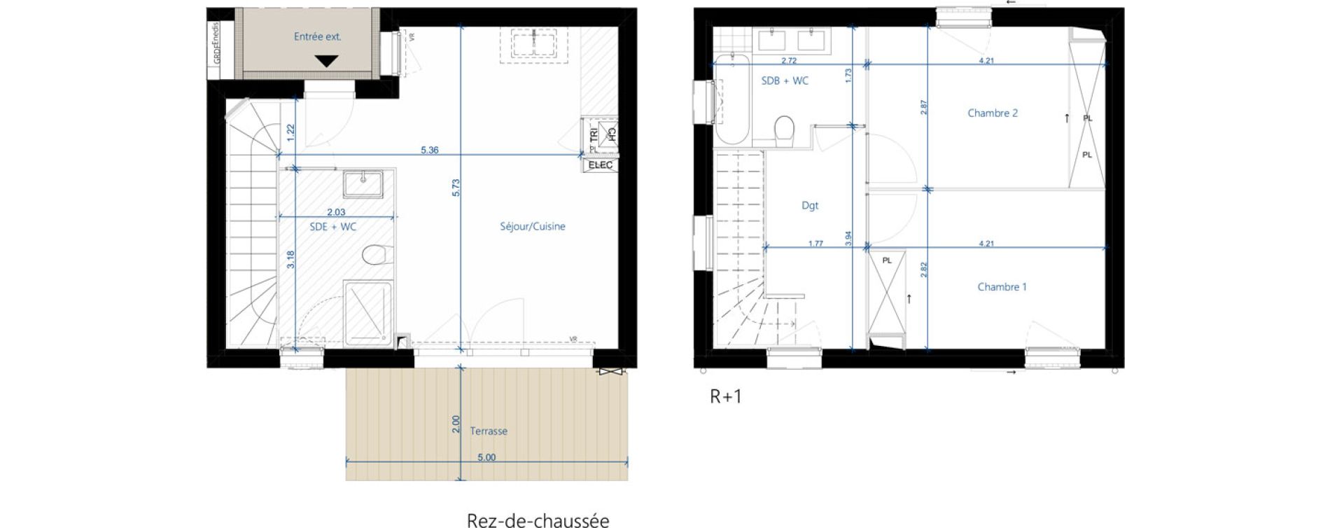 Maison T3 de 66,28 m2 &agrave; Beauzelle Zac andromede