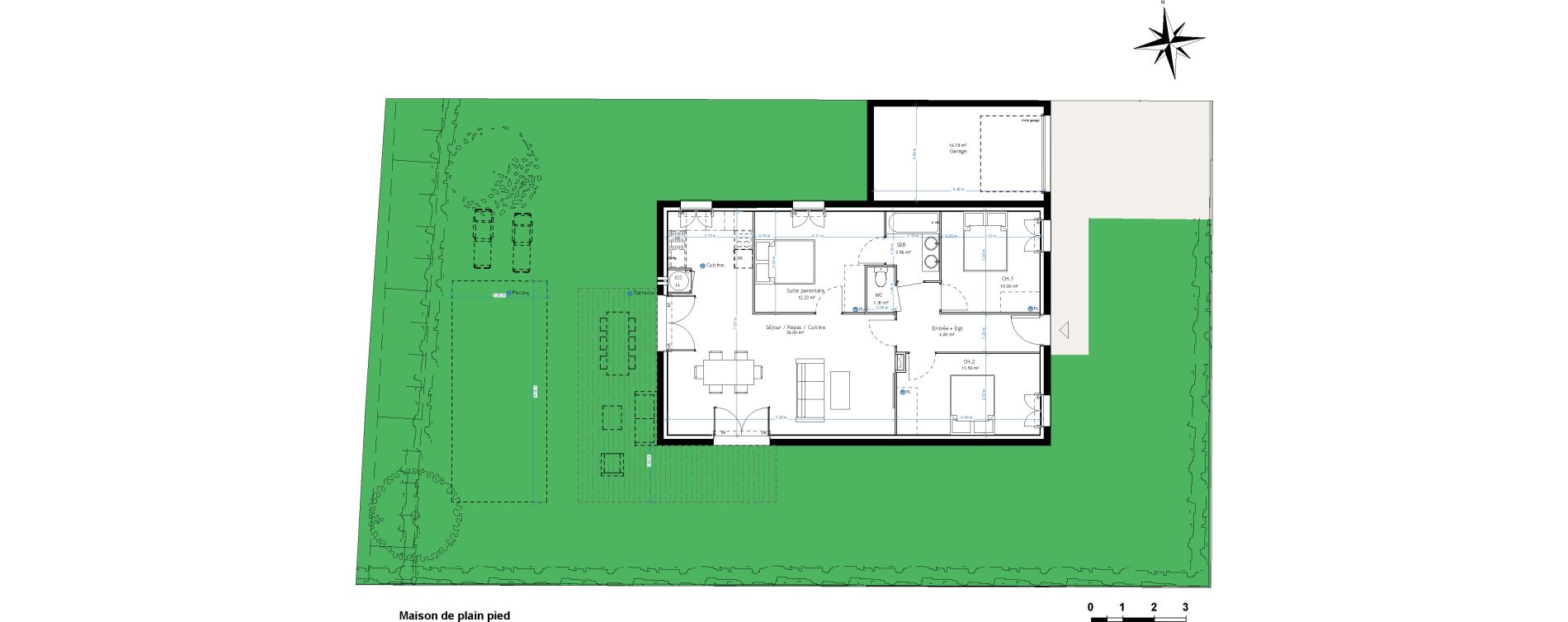 Maison T4 de 81,39 m2 &agrave; Bessi&egrave;res Centre