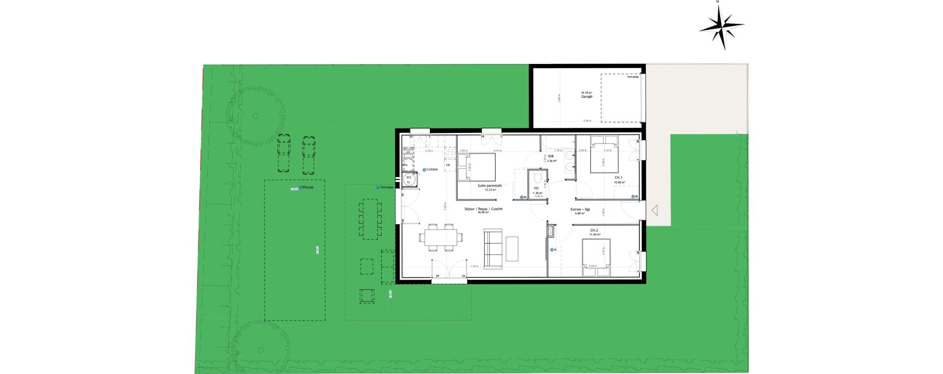 Maison T4 de 81,39 m2 &agrave; Bessi&egrave;res Centre