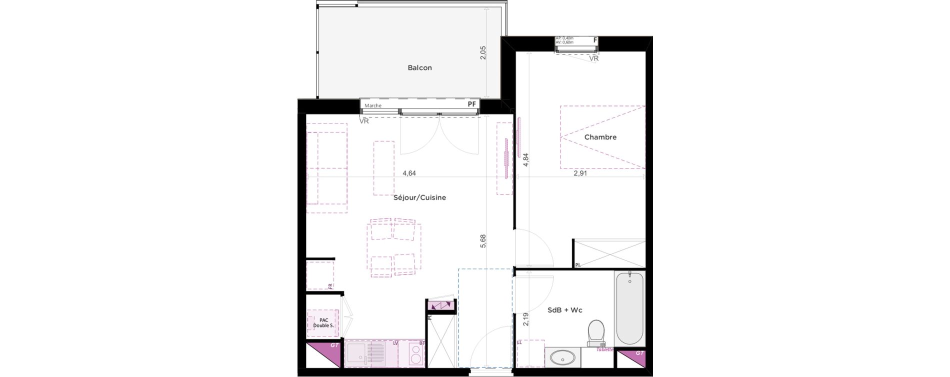 Appartement T2 de 45,15 m2 &agrave; Blagnac Grenade-les-pr&eacute;s