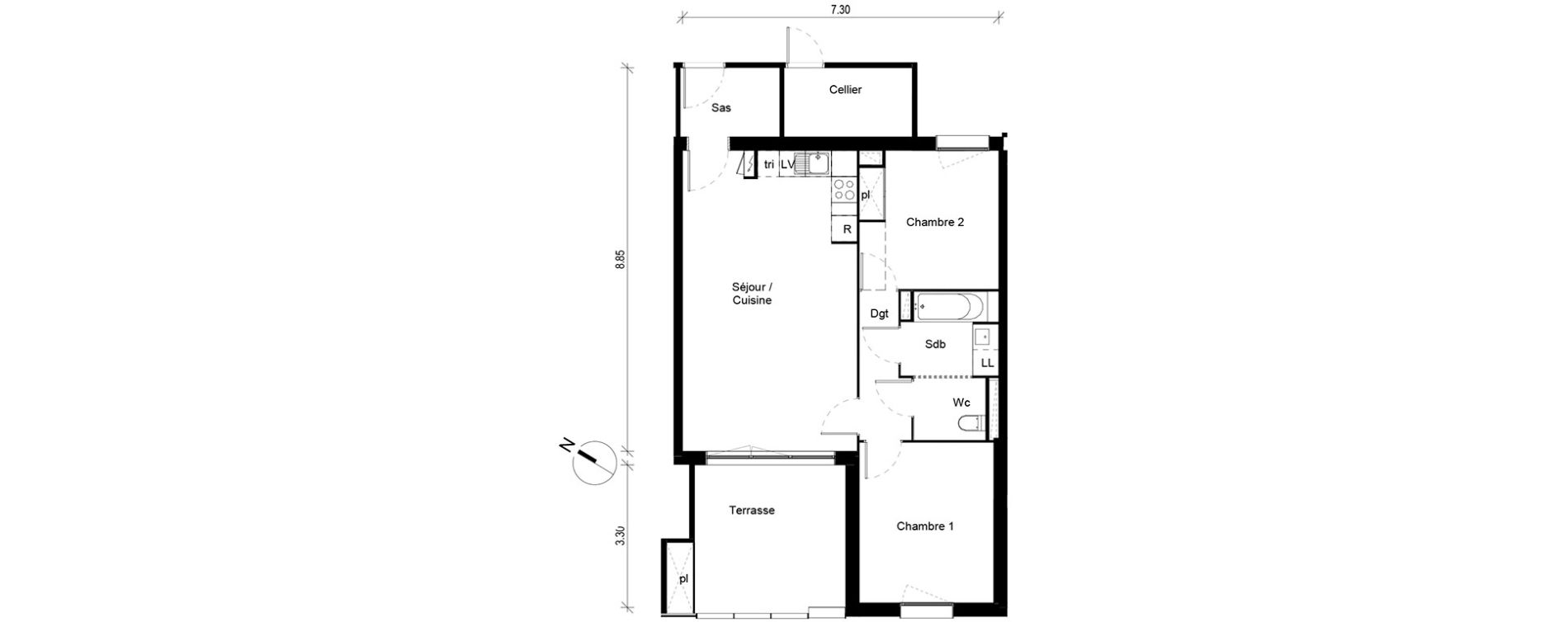 Appartement T3 de 63,04 m2 &agrave; Blagnac Andromede