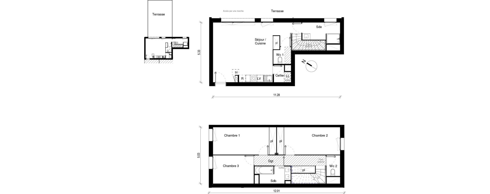 Duplex T4 de 93,18 m2 &agrave; Blagnac Andromede
