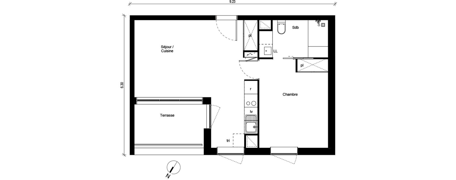 Appartement T2 de 40,98 m2 &agrave; Blagnac Andromede