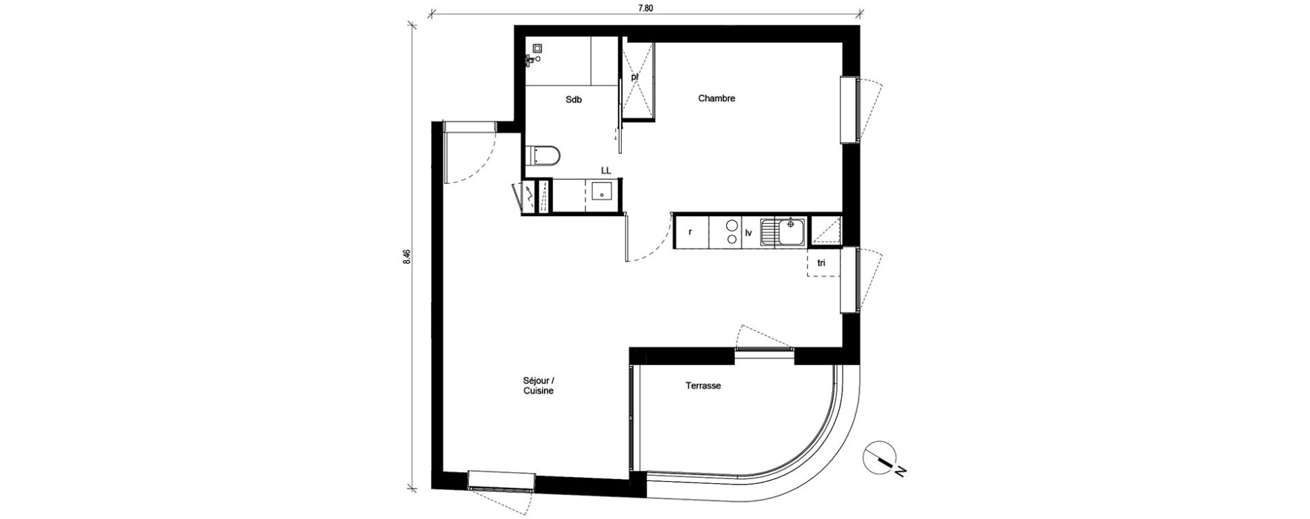 Appartement T2 de 44,78 m2 &agrave; Blagnac Andromede