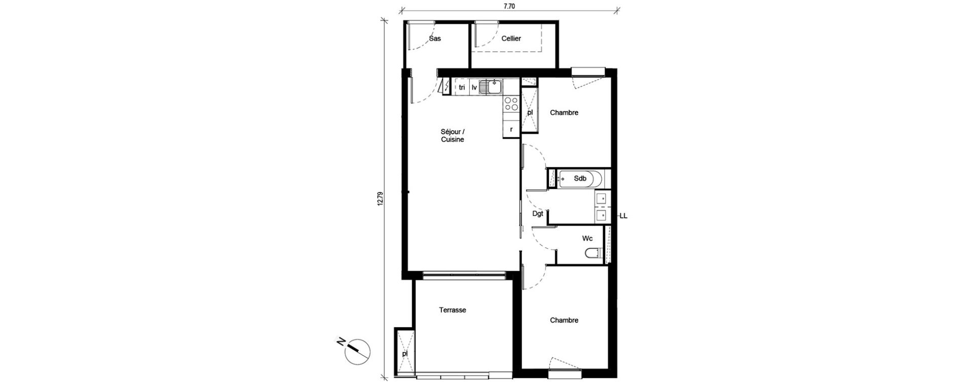 Appartement T3 de 62,58 m2 &agrave; Blagnac Andromede