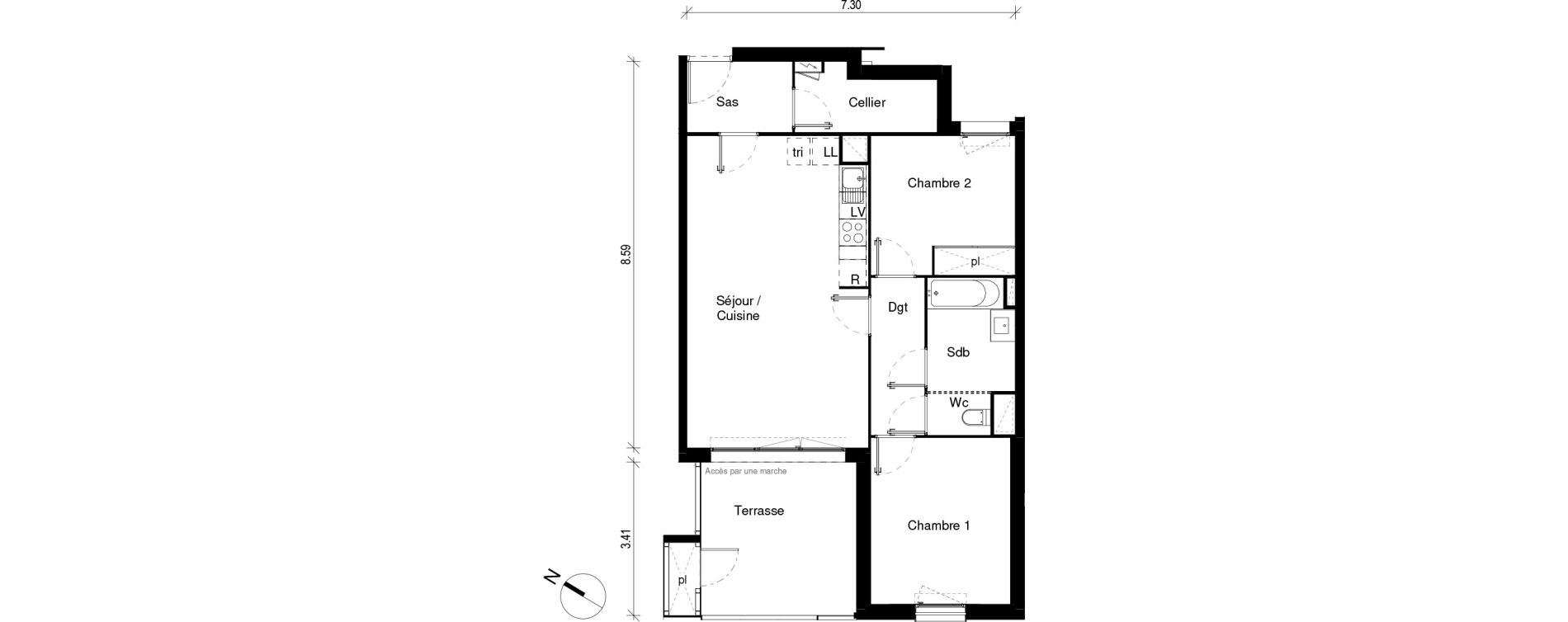 Appartement T3 de 67,01 m2 &agrave; Blagnac Andromede