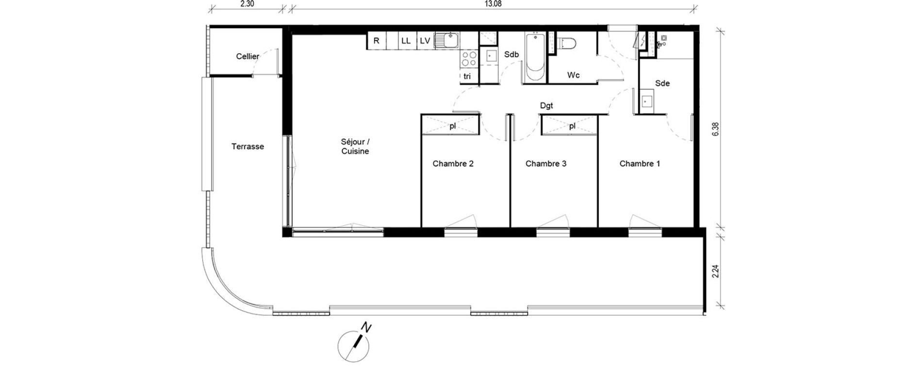 Appartement T4 de 80,45 m2 &agrave; Blagnac Andromede